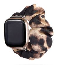 Load image into Gallery viewer, Apricot Leopard Fitbit Versa 3 &amp; Fitbit Sense Scrunchie Band
