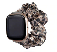 Load image into Gallery viewer, Champagne Leopard Fitbit Versa 3 &amp; Fitbit Sense Scrunchie Band
