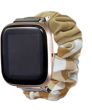 Khaki Gingham Fitbit Versa 2 Scrunchie Band