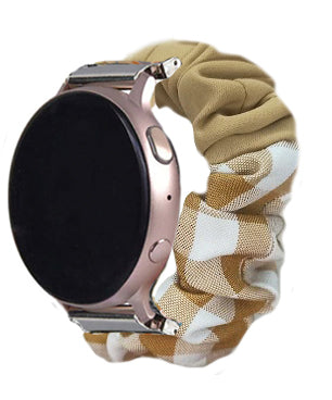 Khaki Gingham Samsung & Garmin Scrunchie Band