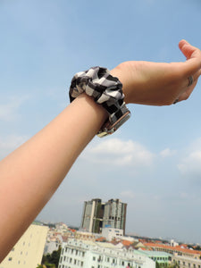 Midnight Gingham Fitbit Versa 2 Scrunchie Band