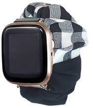 Load image into Gallery viewer, Midnight Gingham Fitbit Versa 3 &amp; Fitbit Sense Scrunchie Band
