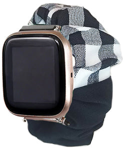 Midnight Gingham Fitbit Versa 3 & Fitbit Sense Scrunchie Band