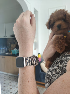 Champagne Leopard Fitbit Versa 3 & Fitbit Sense Scrunchie Band