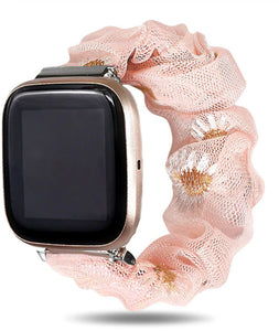 Peach Daisy Fitbit Versa 2 Scrunchie Band