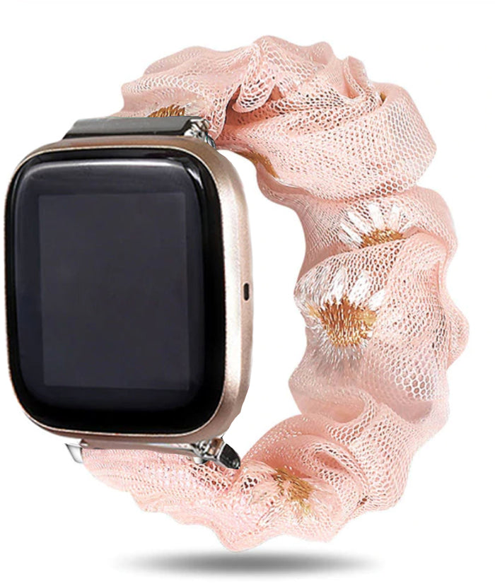 Peach Daisy Fitbit Versa 2 Scrunchie Band