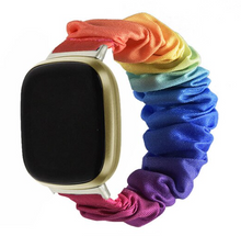 Load image into Gallery viewer, Rainbow Ombre Fitbit Versa 3 &amp; Fitbit Sense Scrunchie Band
